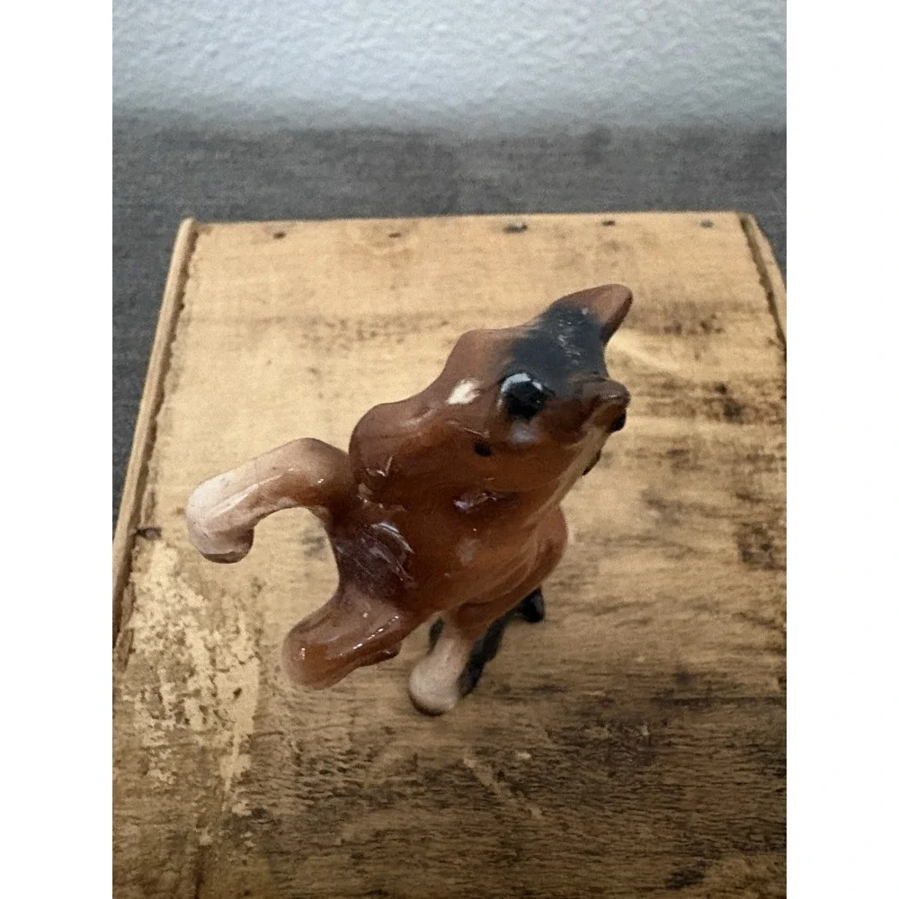 Small Porcelain Vintage Rearing‎ Bay Horse Figurine